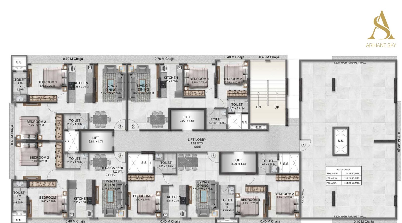 Arihant-Sky-Typical-Floor-Plan-8st-Floor